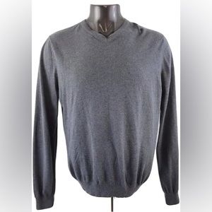 Foxcroft Gray Cotton Cashmere Blend. V-Neck Lightweight Pullover Sweater size XL